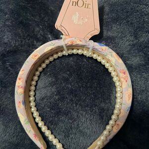 Noir Headband Set - Printed fabric + Pearls